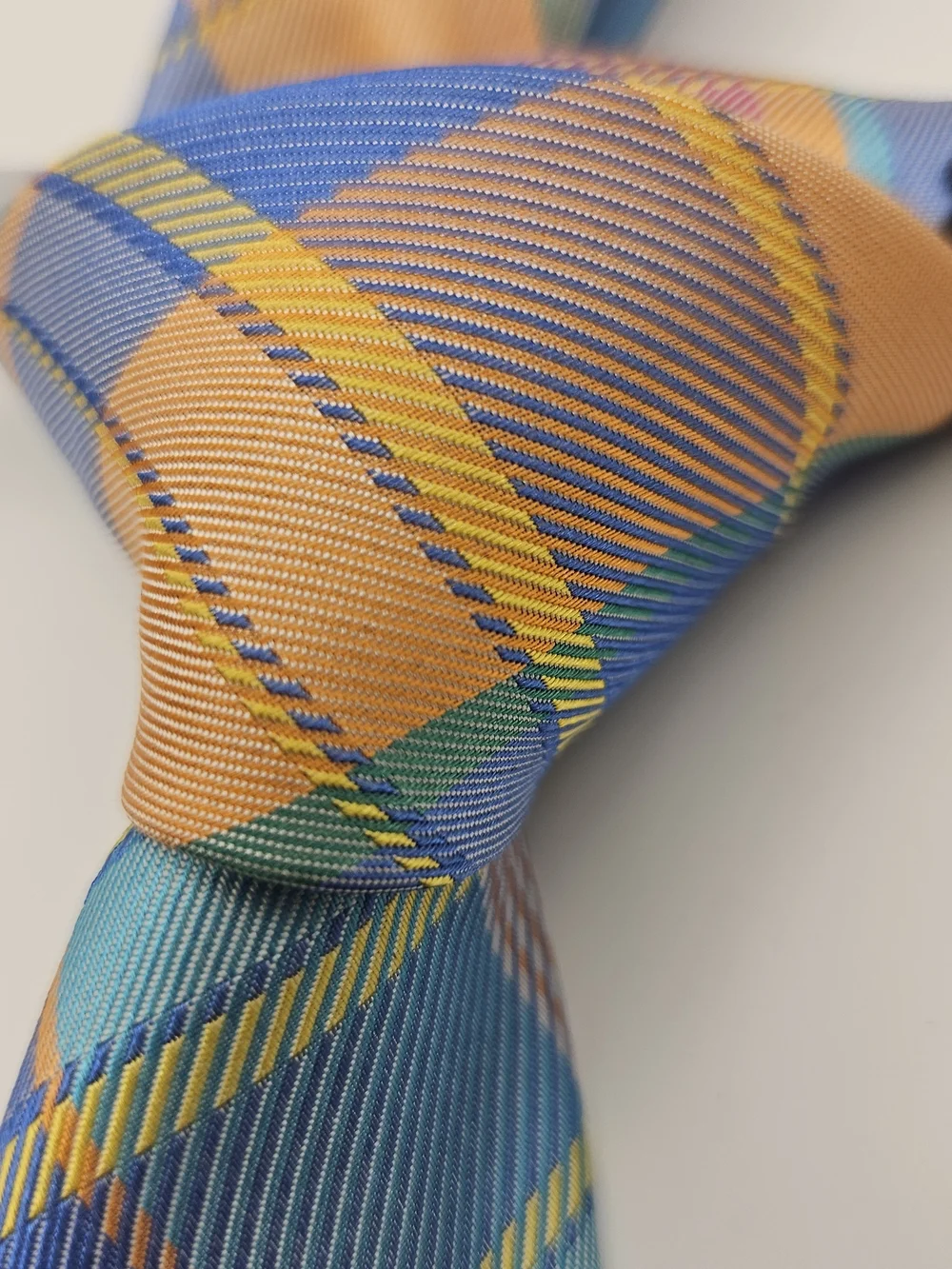 Izod Plaid Multicolor Men's Necktie - Blue, Pink & Orange #4139